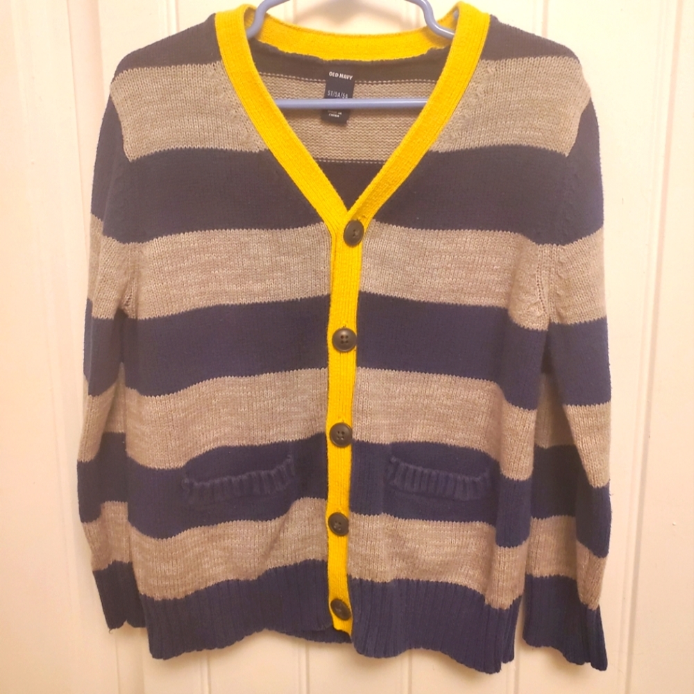Old Navy Boys 5t Striped Button Up Cardigan Sweater